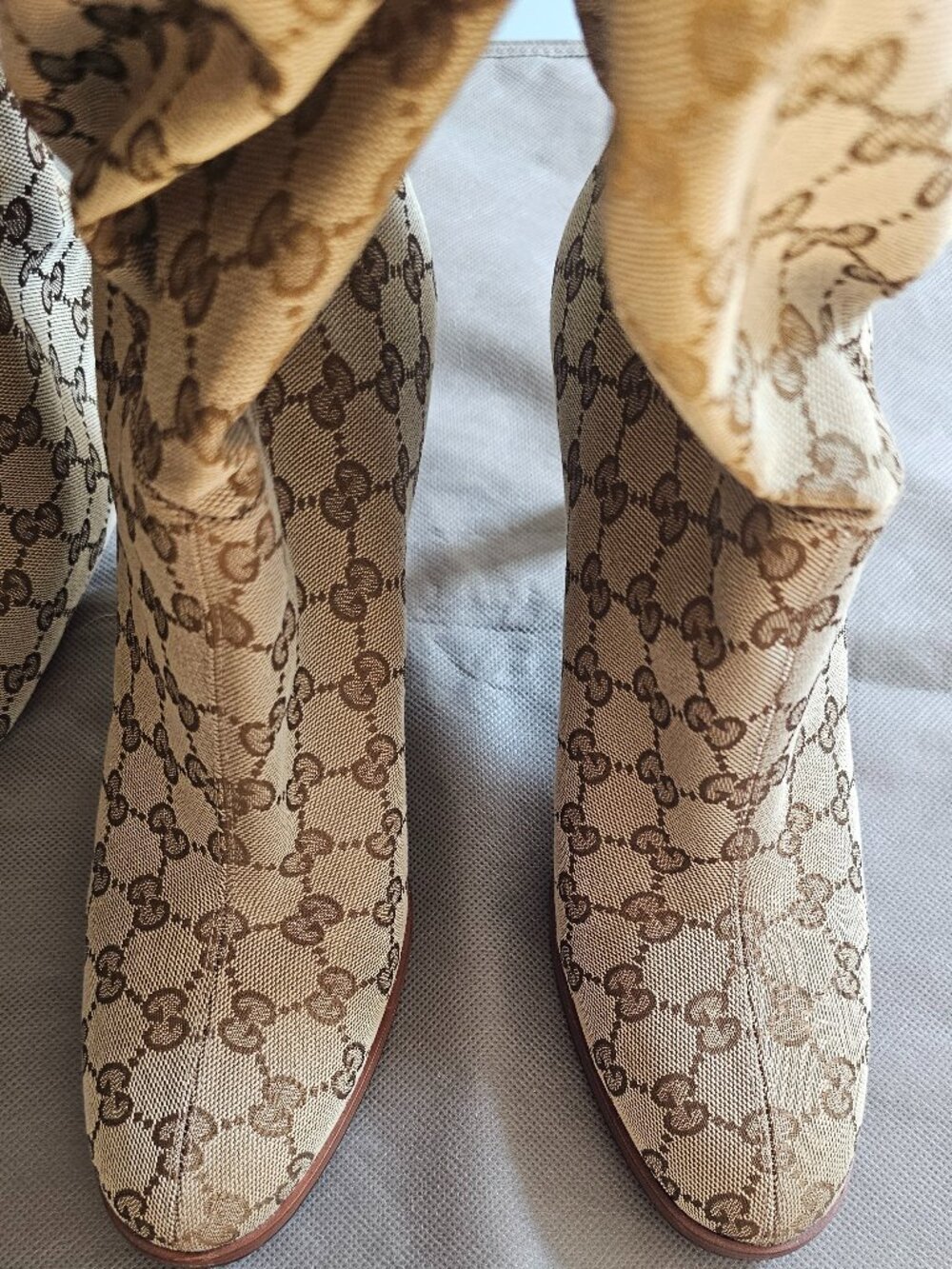 Gucci GG Monogram Canvas Over-the-Knee Boots EU 42